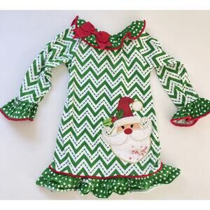 Counting Daisies Girls Christmas Dress Applique Santa Sequins Ruffles Size 5